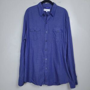 Teddy Stratford Mens NYTD Zip Fit Shirt Size XXL Blue Long Sleeve Twill Athletic